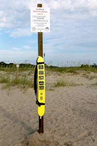 Example of proposed rescue tube station to be placed at the 12 public access points east of the fishing pier.