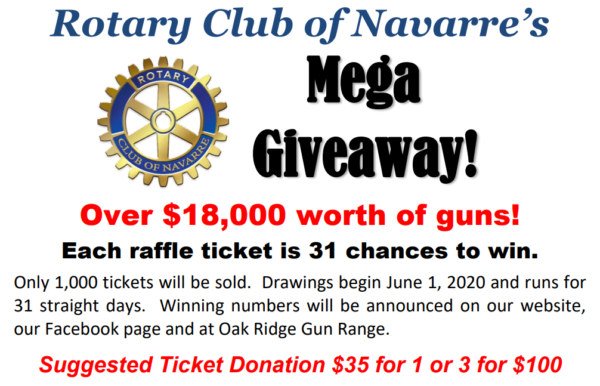 gun raffle tickets 3 for 100 rotary club of navarre fl